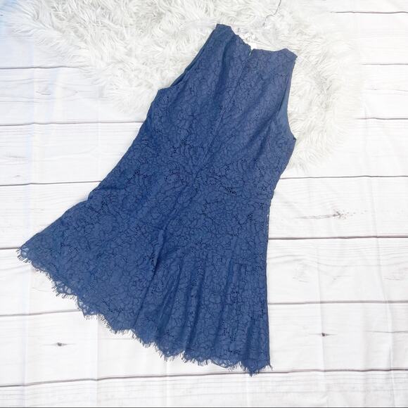 Joie Women's Adisa Lace Back Zip Navy Blue Sleeveless Dress Size 12 - Picture 4 of 5
